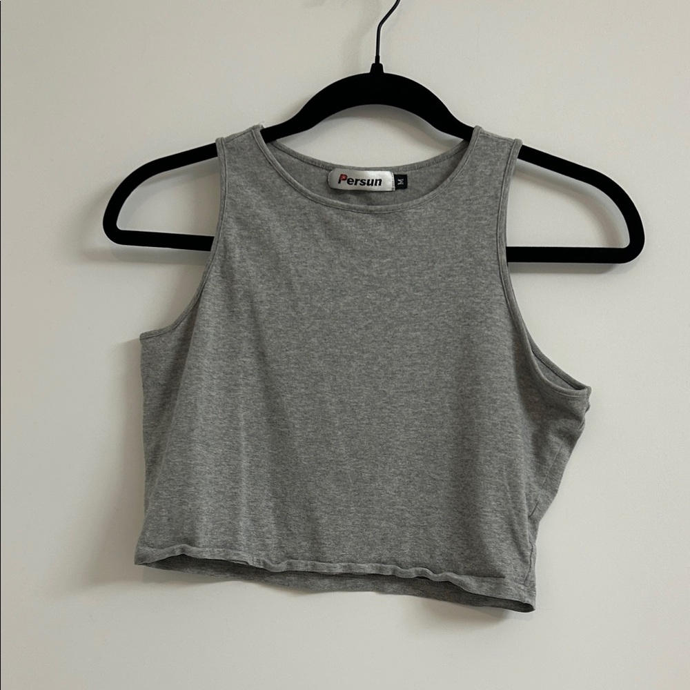 Persun Gray Women's Sleeveless Crop Top